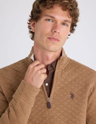 1/4 ZIP QUILTED KNIT PULLOVER 2
