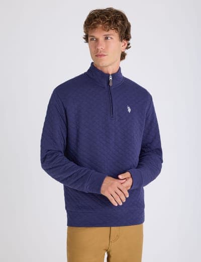 1/4 ZIP QUILTED KNIT PULLOVER 5