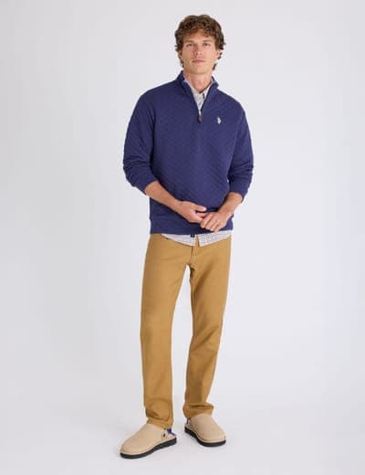 1/4 ZIP QUILTED KNIT PULLOVER 6