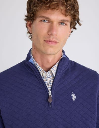 1/4 ZIP QUILTED KNIT PULLOVER 7