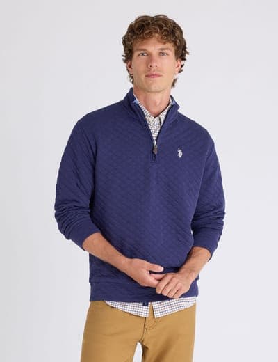 1/4 ZIP QUILTED KNIT PULLOVER 8