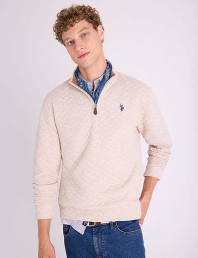 1/4 ZIP QUILTED KNIT PULLOVER 9