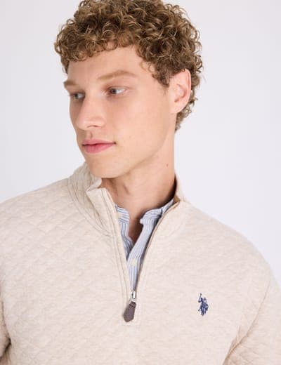 1/4 ZIP QUILTED KNIT PULLOVER 10
