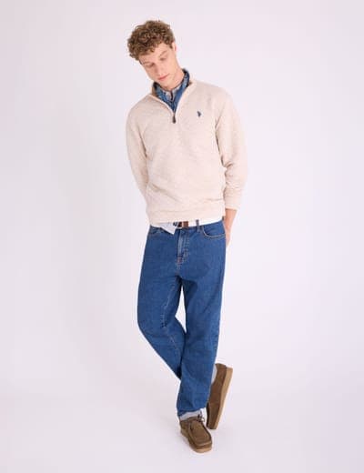 1/4 ZIP QUILTED KNIT PULLOVER 11