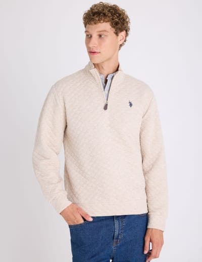 1/4 ZIP QUILTED KNIT PULLOVER 12
