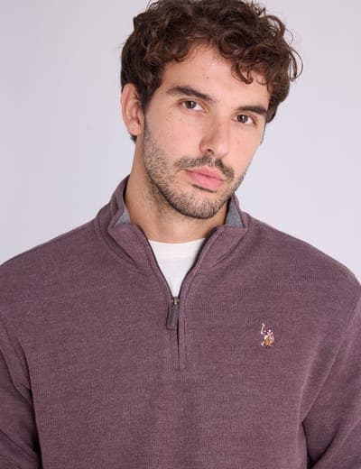 1/4 ZIP MOCK NECK FLATBACK PULLOVER 1