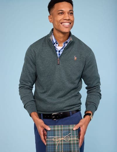 1/4 ZIP MOCK NECK FLATBACK PULLOVER 16