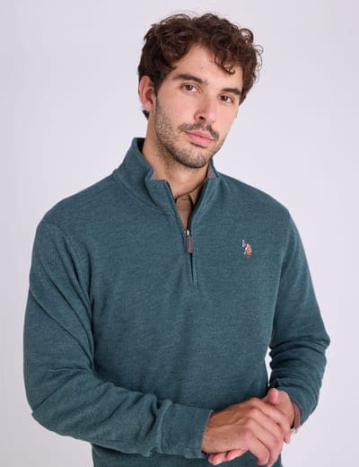 1/4 ZIP MOCK NECK FLATBACK PULLOVER 18