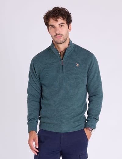 1/4 ZIP MOCK NECK FLATBACK PULLOVER 19