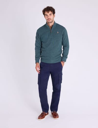 1/4 ZIP MOCK NECK FLATBACK PULLOVER 20