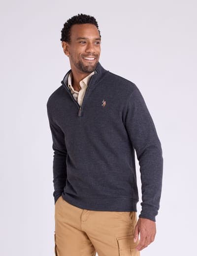 1/4 ZIP MOCK NECK FLATBACK PULLOVER 1