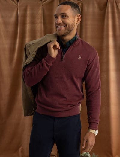 1/4 ZIP MOCK NECK FLATBACK PULLOVER 11