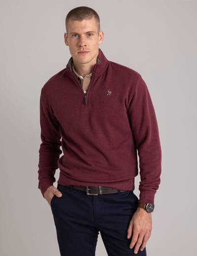 1/4 ZIP MOCK NECK FLATBACK PULLOVER 12