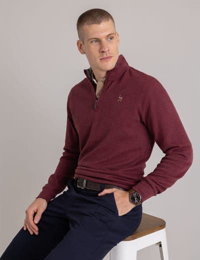 1/4 ZIP MOCK NECK FLATBACK PULLOVER 17