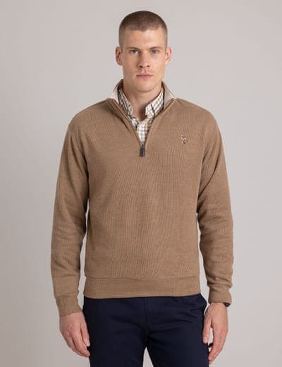 1/4 ZIP MOCK NECK FLATBACK PULLOVER 20