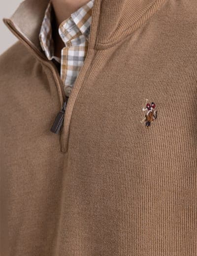 1/4 ZIP MOCK NECK FLATBACK PULLOVER 22