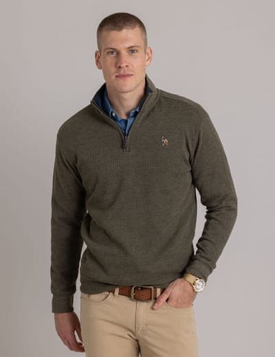 1/4 ZIP MOCK NECK FLATBACK PULLOVER 25