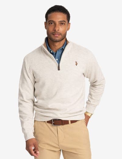 1/4 ZIP MOCK NECK FLATBACK PULLOVER 29