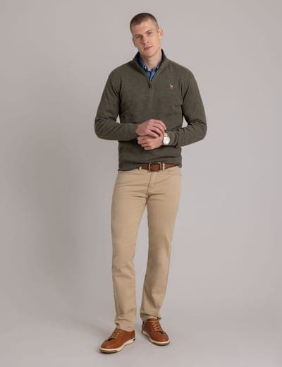 1/4 ZIP MOCK NECK FLATBACK PULLOVER 36