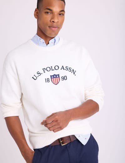 SHIELD LOGO CREW NECK SWEATER 1