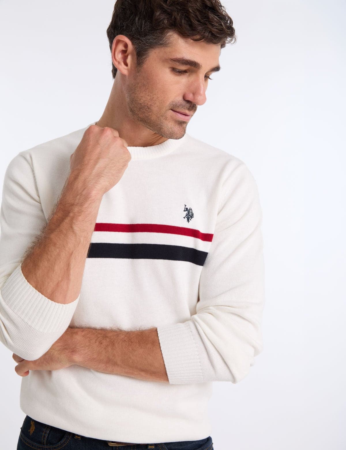 SIGNATURE STRIPE COTTON CREW NECK SWEATER