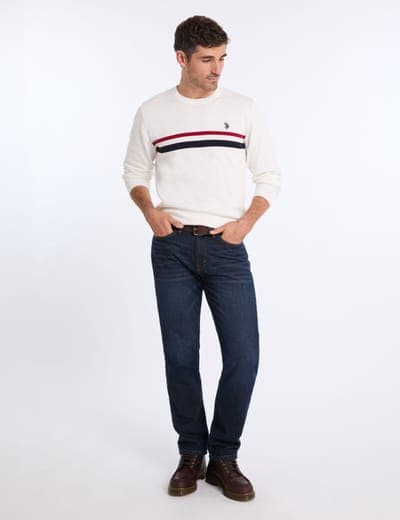 SIGNATURE STRIPE COTTON CREW NECK SWEATER 2
