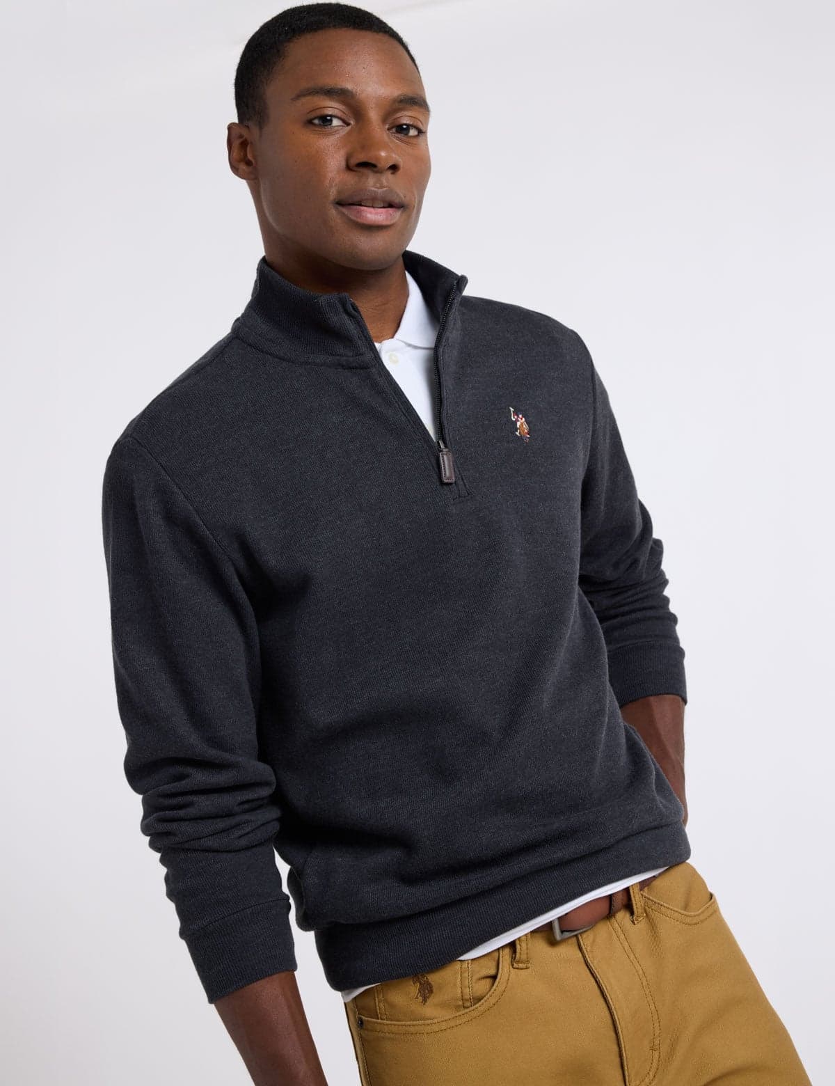 1/4 ZIP MOCK NECK FLATBACK PULLOVER