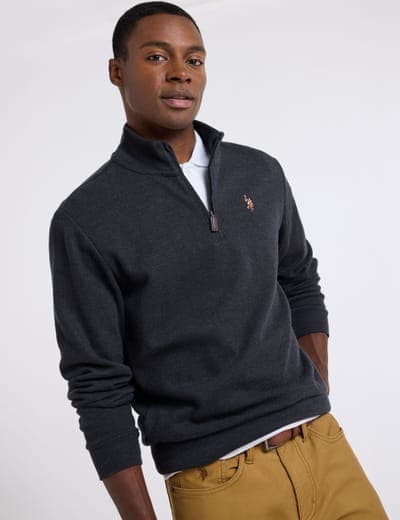 1/4 ZIP MOCK NECK FLATBACK PULLOVER 1