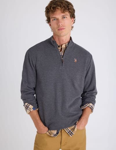 1/4 ZIP MOCK NECK FLATBACK PULLOVER 4