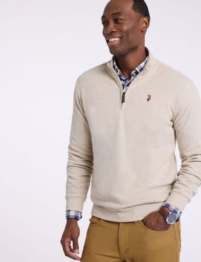 1/4 ZIP MOCK NECK FLATBACK PULLOVER 10