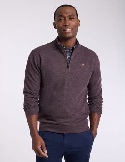 1/4 ZIP MOCK NECK FLATBACK PULLOVER 12