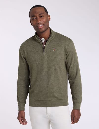 1/4 ZIP MOCK NECK FLATBACK PULLOVER 14