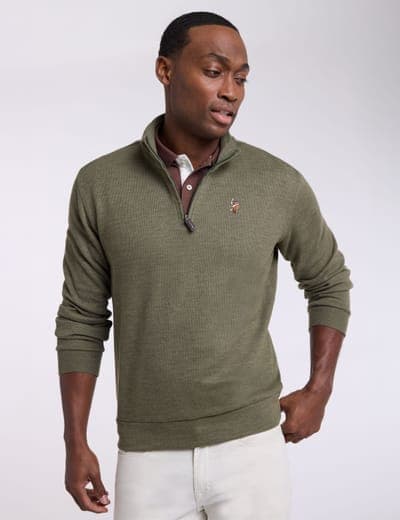 1/4 ZIP MOCK NECK FLATBACK PULLOVER 17