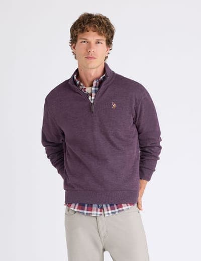 1/4 ZIP MOCK NECK FLATBACK PULLOVER 24