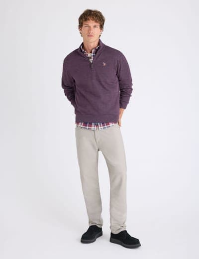 1/4 ZIP MOCK NECK FLATBACK PULLOVER 25