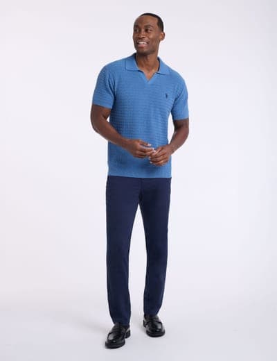 JOHNNY COLLAR MICRO HONEYCOMB SWEATER POLO SHIRT 3