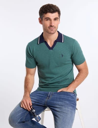 JOHNNY COLLAR COTTON SLUB SWEATER POLO SHIRT 4