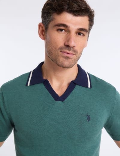 JOHNNY COLLAR COTTON SLUB SWEATER POLO SHIRT 5