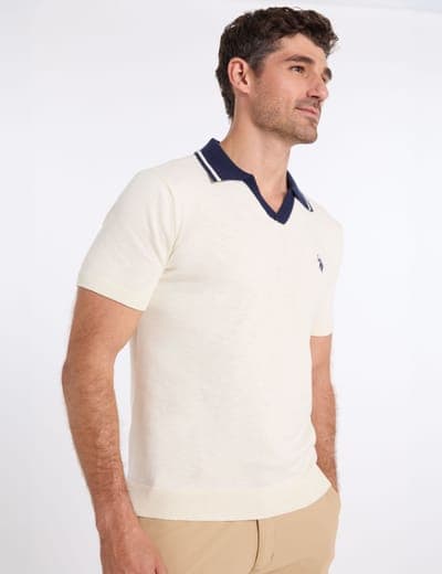JOHNNY COLLAR COTTON SLUB SWEATER POLO SHIRT 8
