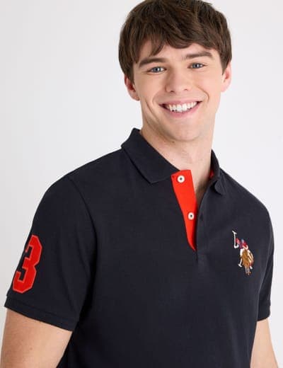 MULTI COLOR BIG LOGO SOLID POLO SHIRT 3