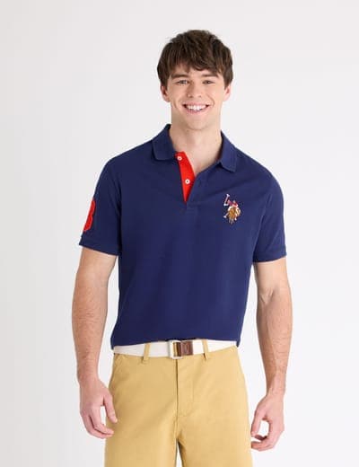 MULTI COLOR BIG LOGO SOLID POLO SHIRT 5