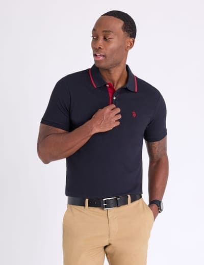 SLIM FIT STRETCH SOLID PIQUE POLO SHIRT 1