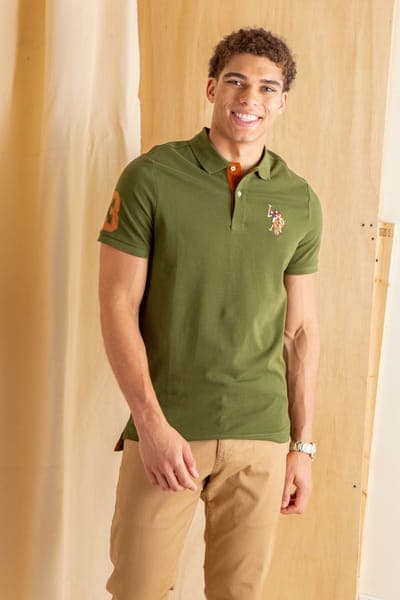 MULTI COLOR BIG LOGO SOLID POLO SHIRT 23