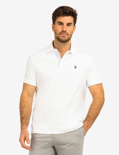 SOLID INTERLOCK POLO SHIRT WITH WOVEN TRIM 1