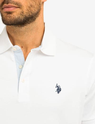 SOLID INTERLOCK POLO SHIRT WITH WOVEN TRIM 3