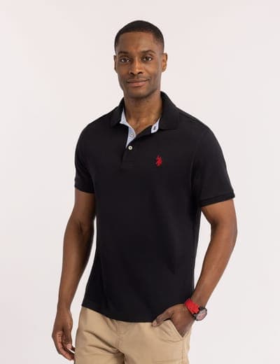 SOLID INTERLOCK POLO SHIRT WITH WOVEN TRIM 9