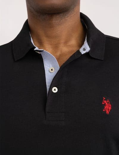 SOLID INTERLOCK POLO SHIRT WITH WOVEN TRIM 10