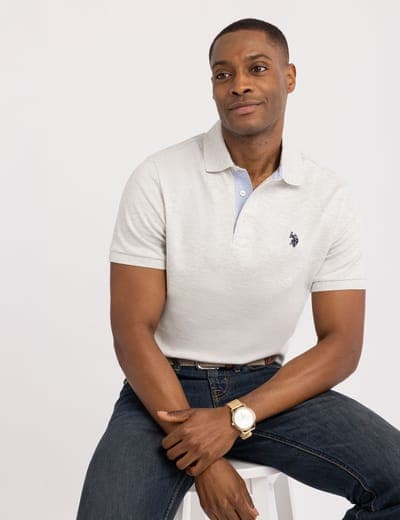 SOLID INTERLOCK POLO SHIRT WITH WOVEN TRIM 12