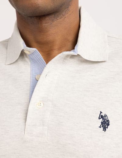 SOLID INTERLOCK POLO SHIRT WITH WOVEN TRIM 13