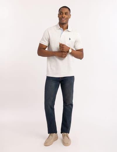 SOLID INTERLOCK POLO SHIRT WITH WOVEN TRIM 14